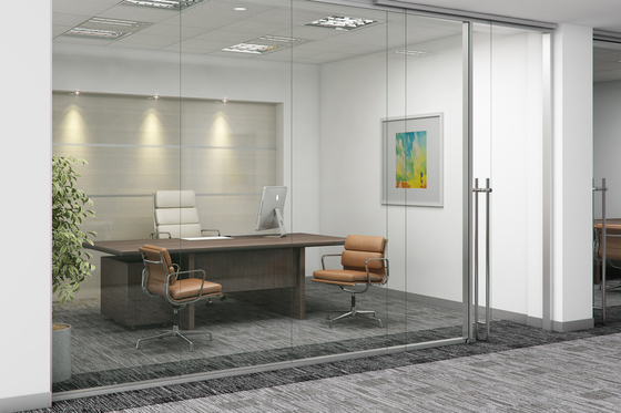 Modern Modular Soundproof Frameless clear Tempered Office Glass Partition Wall