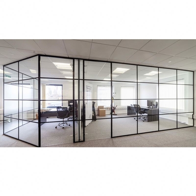Modular Office Dividing Wall Soundproof Glass Cubicle Walls Designer Glass Partition with Blinds for Bank Office