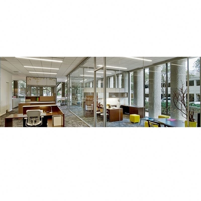 Modular Office Dividing Wall Soundproof Glass Cubicle Walls Designer Glass Partition with Blinds for Bank Office