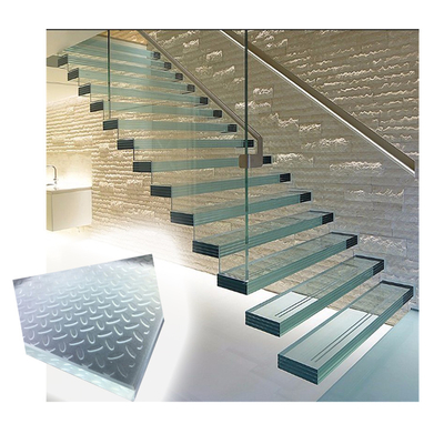 High Quality Anti slip Low Iron Toughened Laminated Glass Customized Size Non-slip Multi Layer Tempered Stairs Glass
