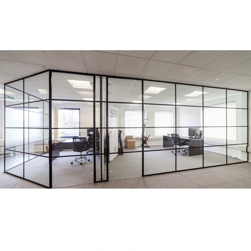 Modular Office Dividing Wall Soundproof Glass Cubicle Walls Designer Glass Partition with Blinds for Bank Office